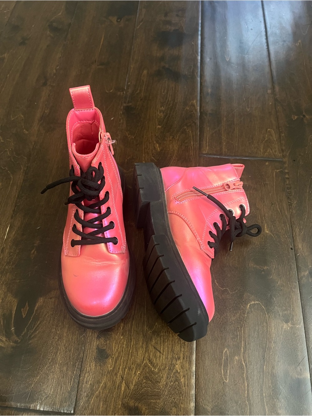 art class Pink Kids Chunky Combat Boots